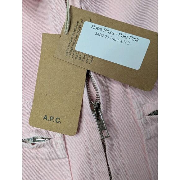 A.P.C. Rosa Mini Dress Pink Collared Shirt Dress A Line Size 40 (US 6/8) - Picture 7 of 13